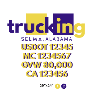 truck door decal with USDOT, MC, GVW, CA