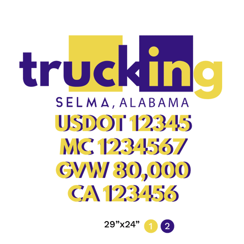 truck door decal with USDOT, MC, GVW, CA