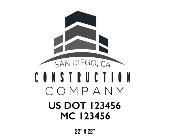 Construction company truck decal