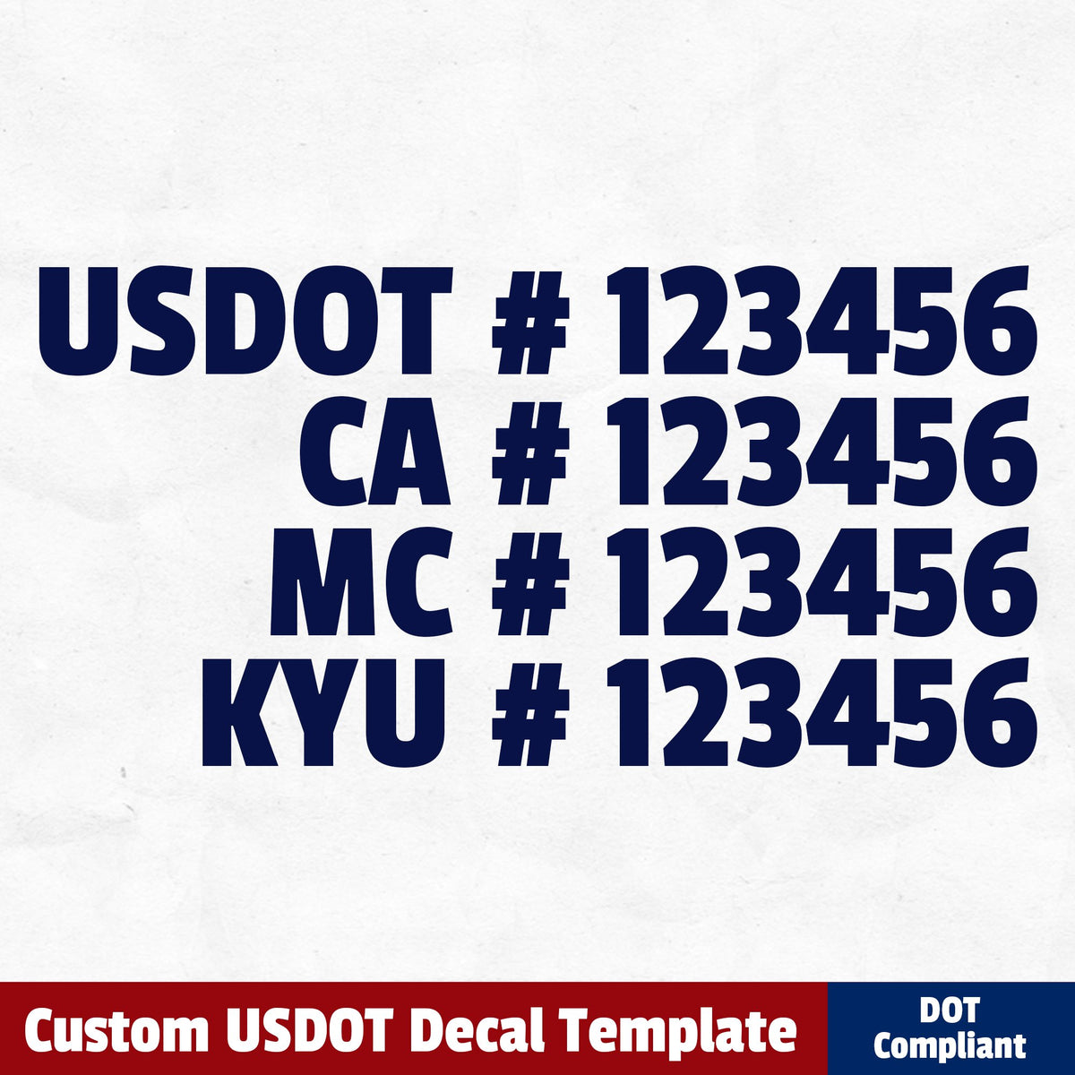 USDOT, CA, MC & KYU Decal Sticker, 2 Pack – MC Number Decals