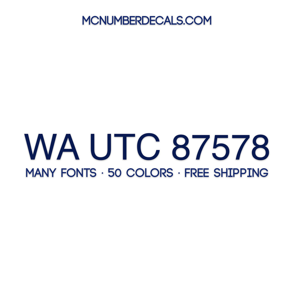 WA UTC Number Truck Decal, 2 Pack – MC Number Decals